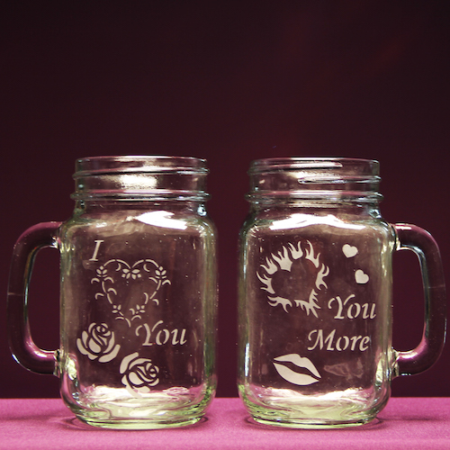 Love You, Love You More Mason Mugs